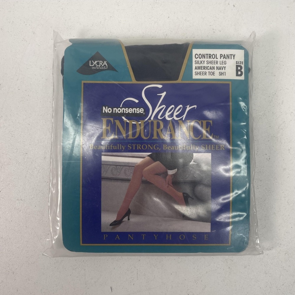No Nonsense Control Top Leggings Womens Size B Blue Sheer Nylon Spandex Support